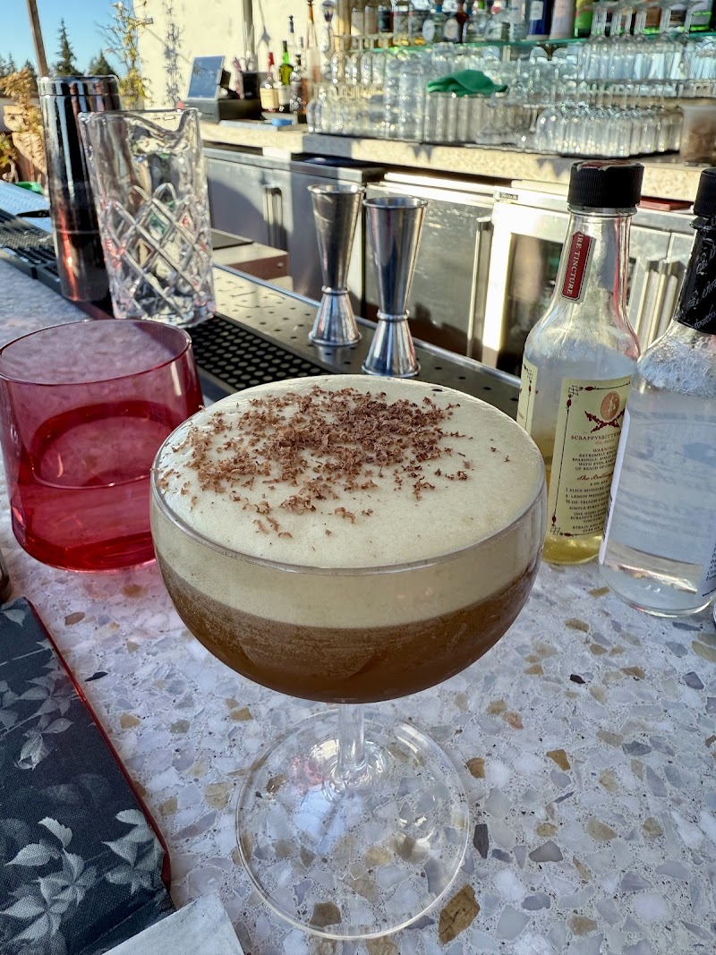 Frothy cocktail, open sky